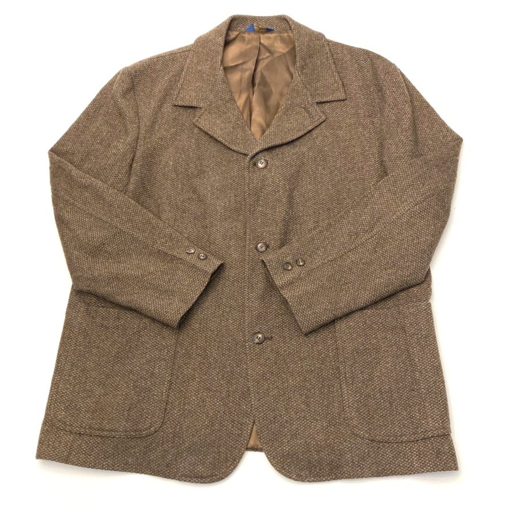 Vintage Pendleton Wool Car Utility Coat Blazer 3‎ Button Patch Pockets Brown XL